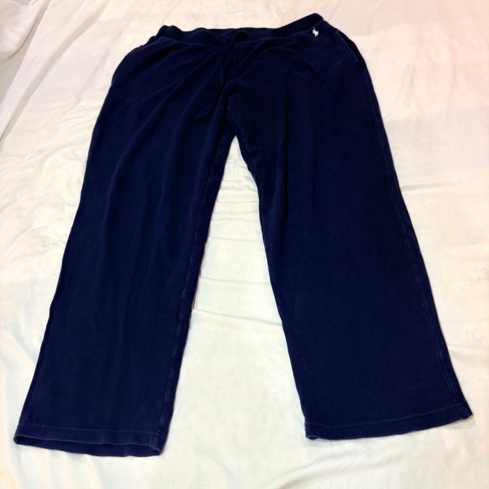 Polo Ralph Lauren Mens Navy Blue Waffle Knit Cotton Sleep Pants Large